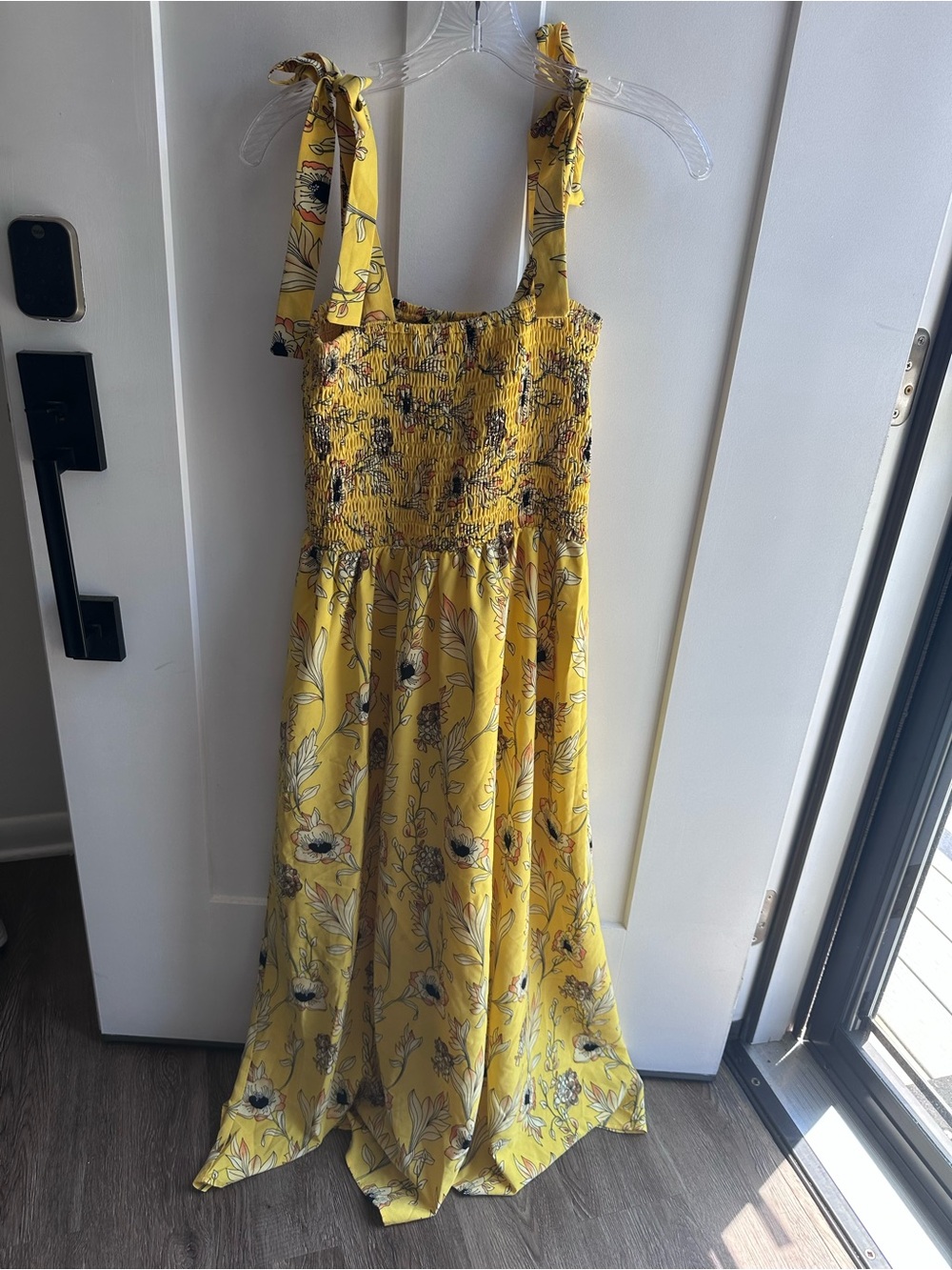 Sunny Yellow Floral Sundress with Tie Straps